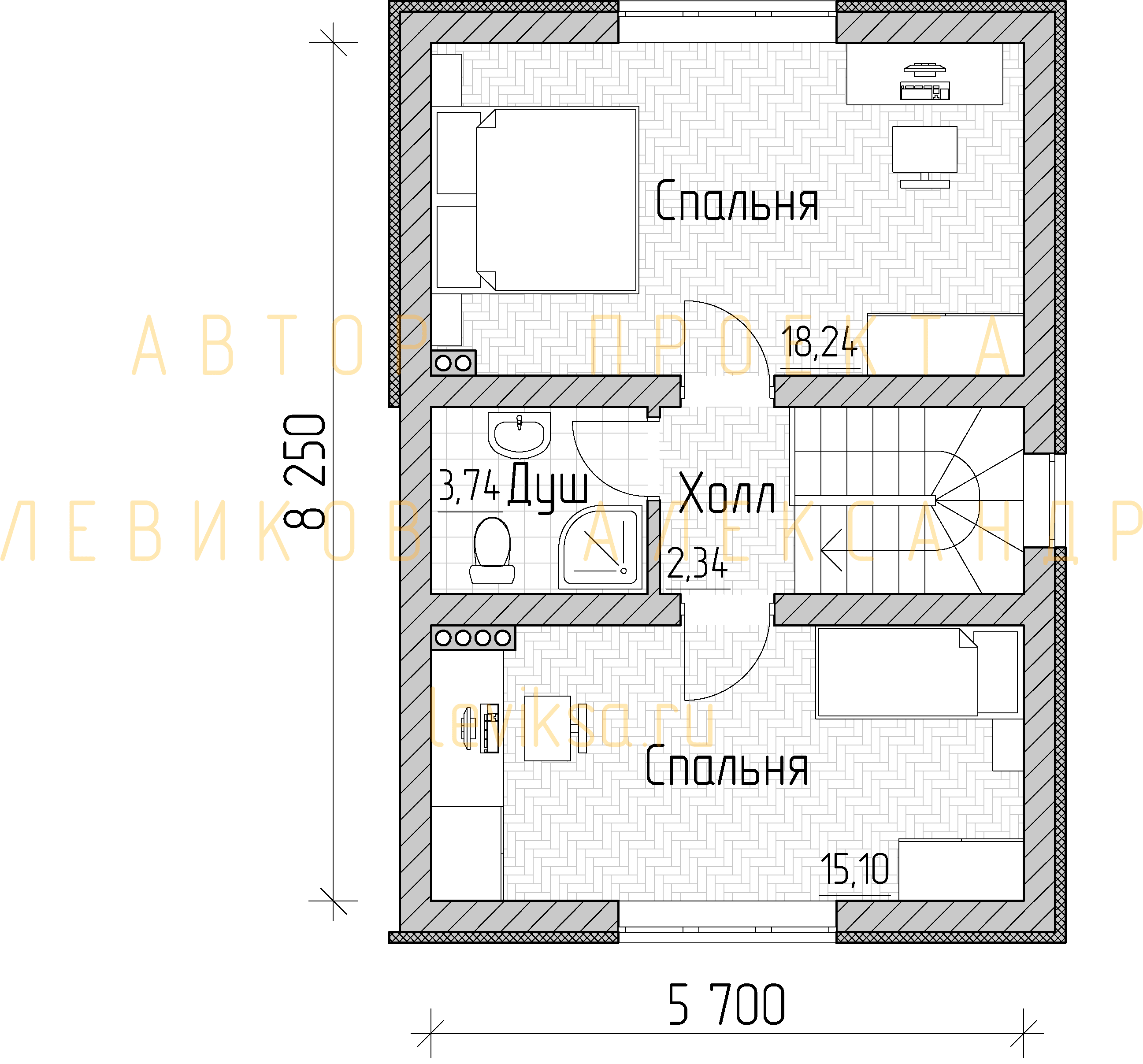 План функционального зонирования мансардного этажа