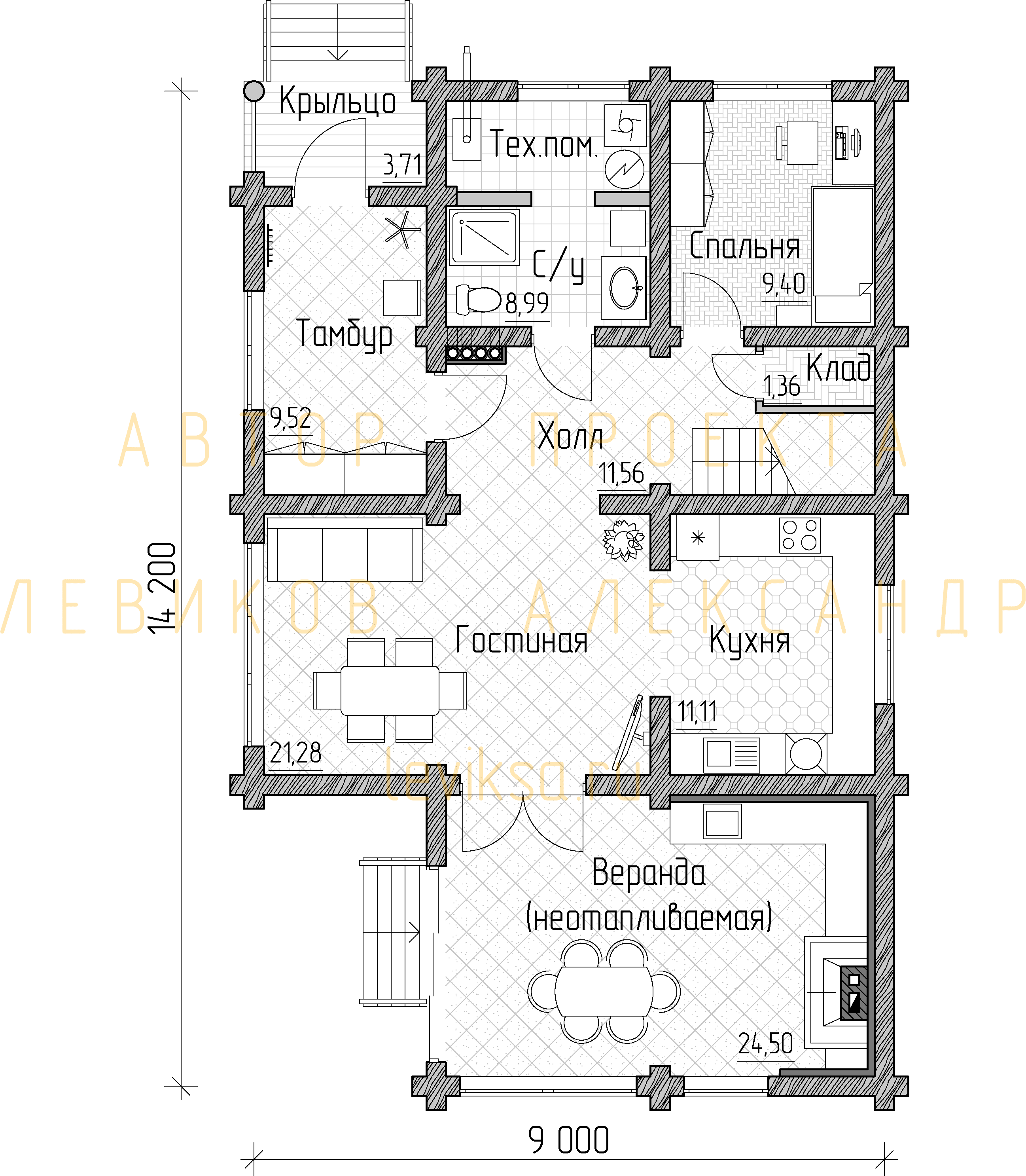 План функционального зонирования первого этажа