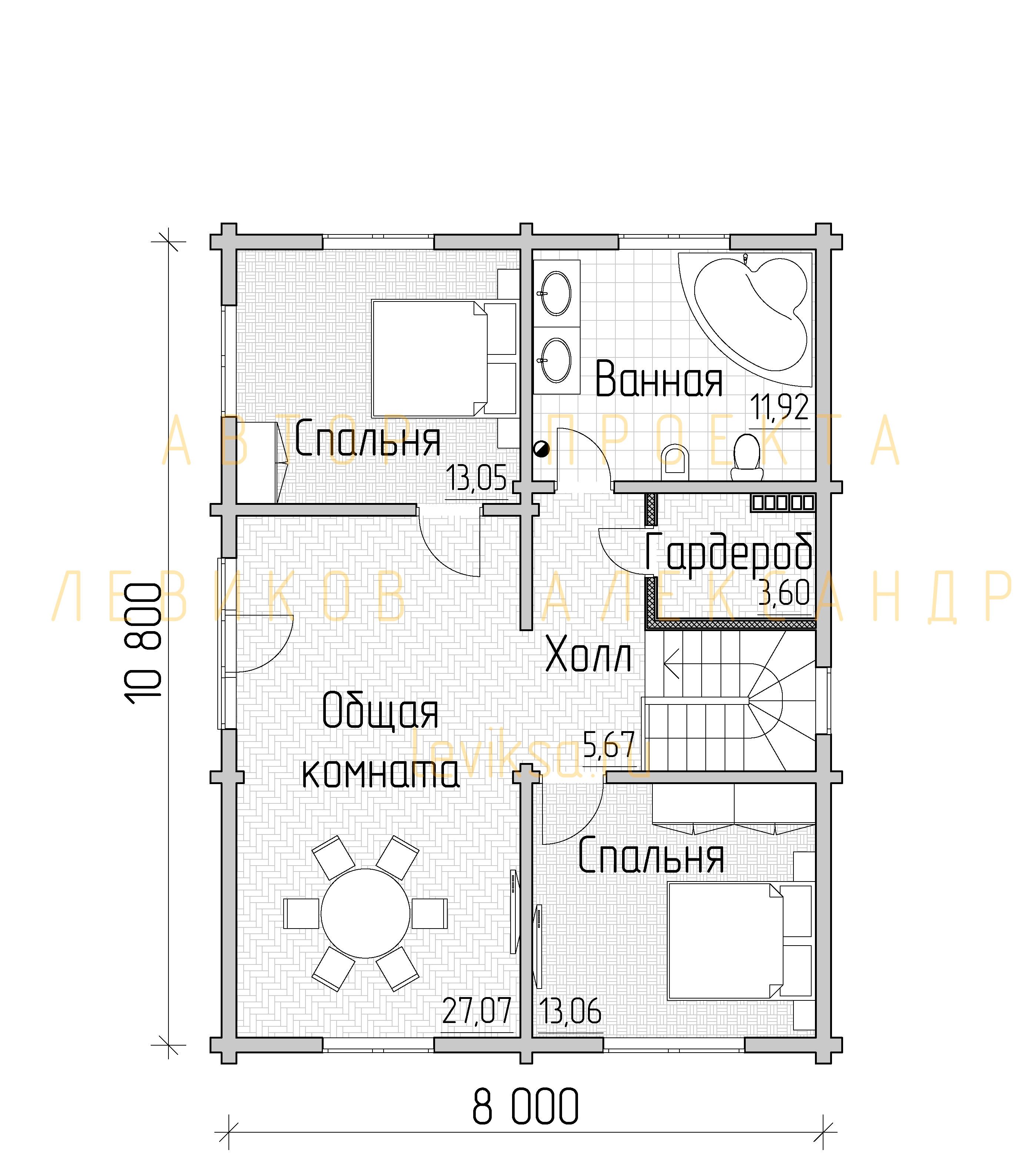 План функционального зонирования второго этажа
