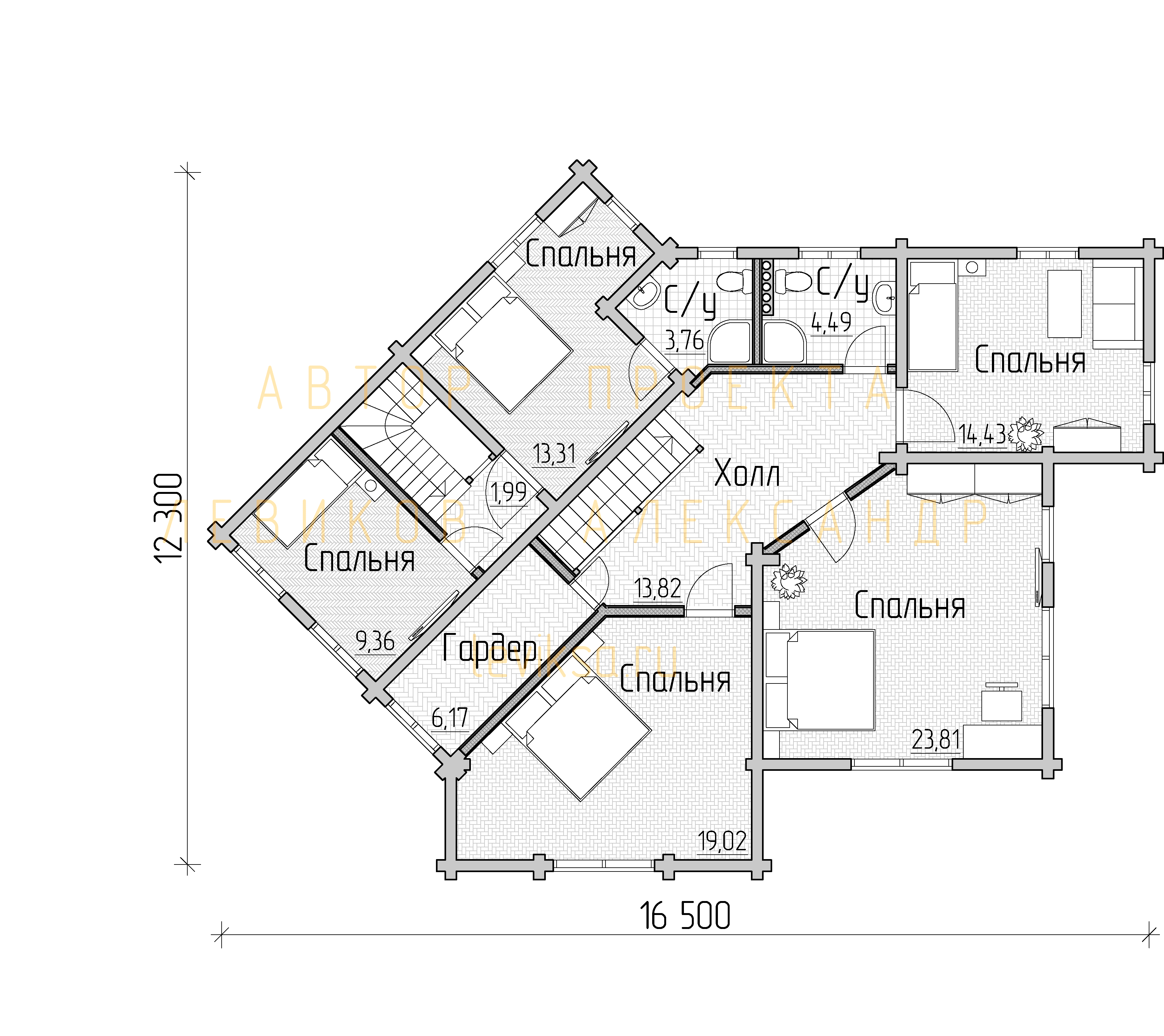 План функционального зонирования второго этажа