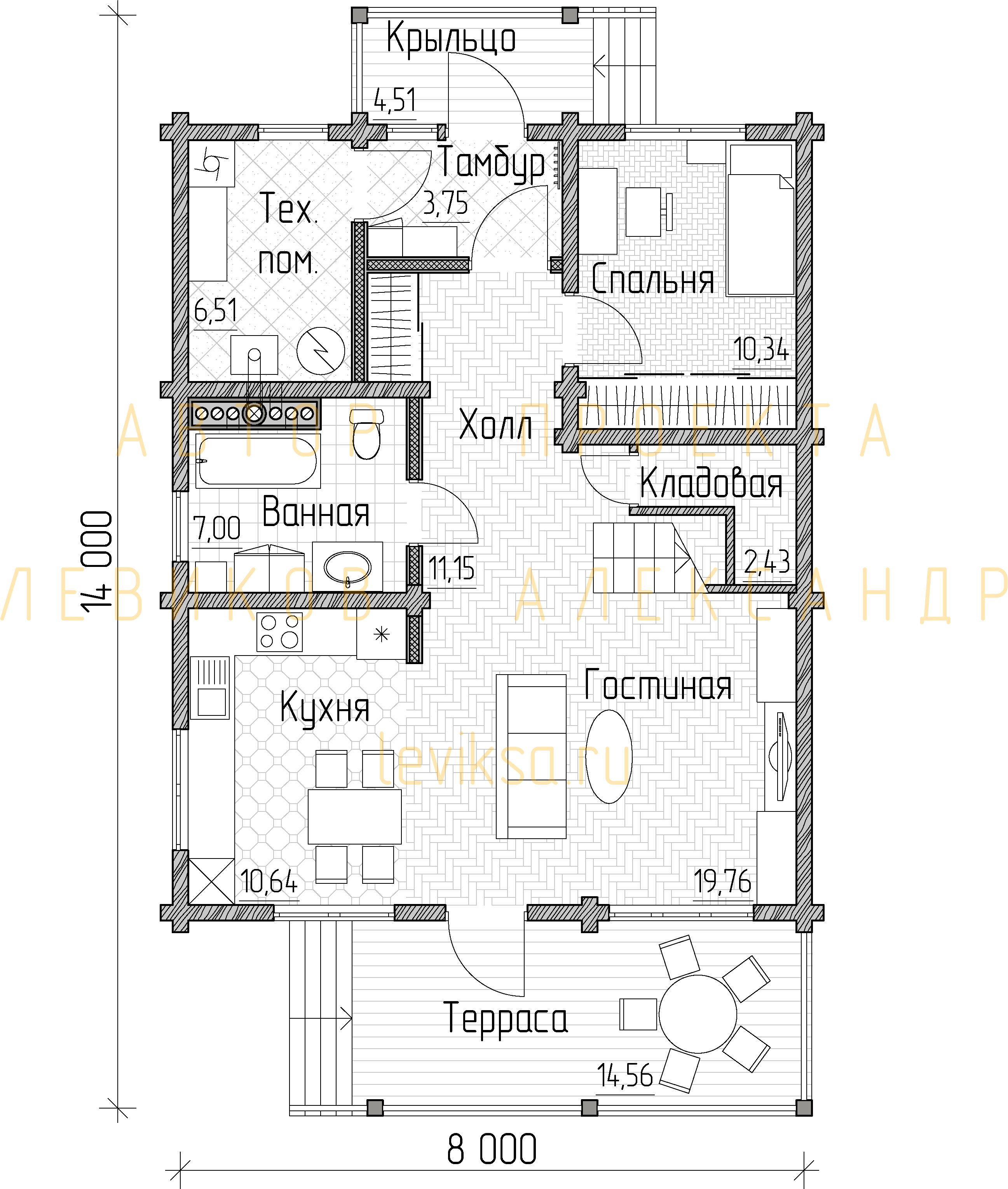 План функционального зонирования первого этажа