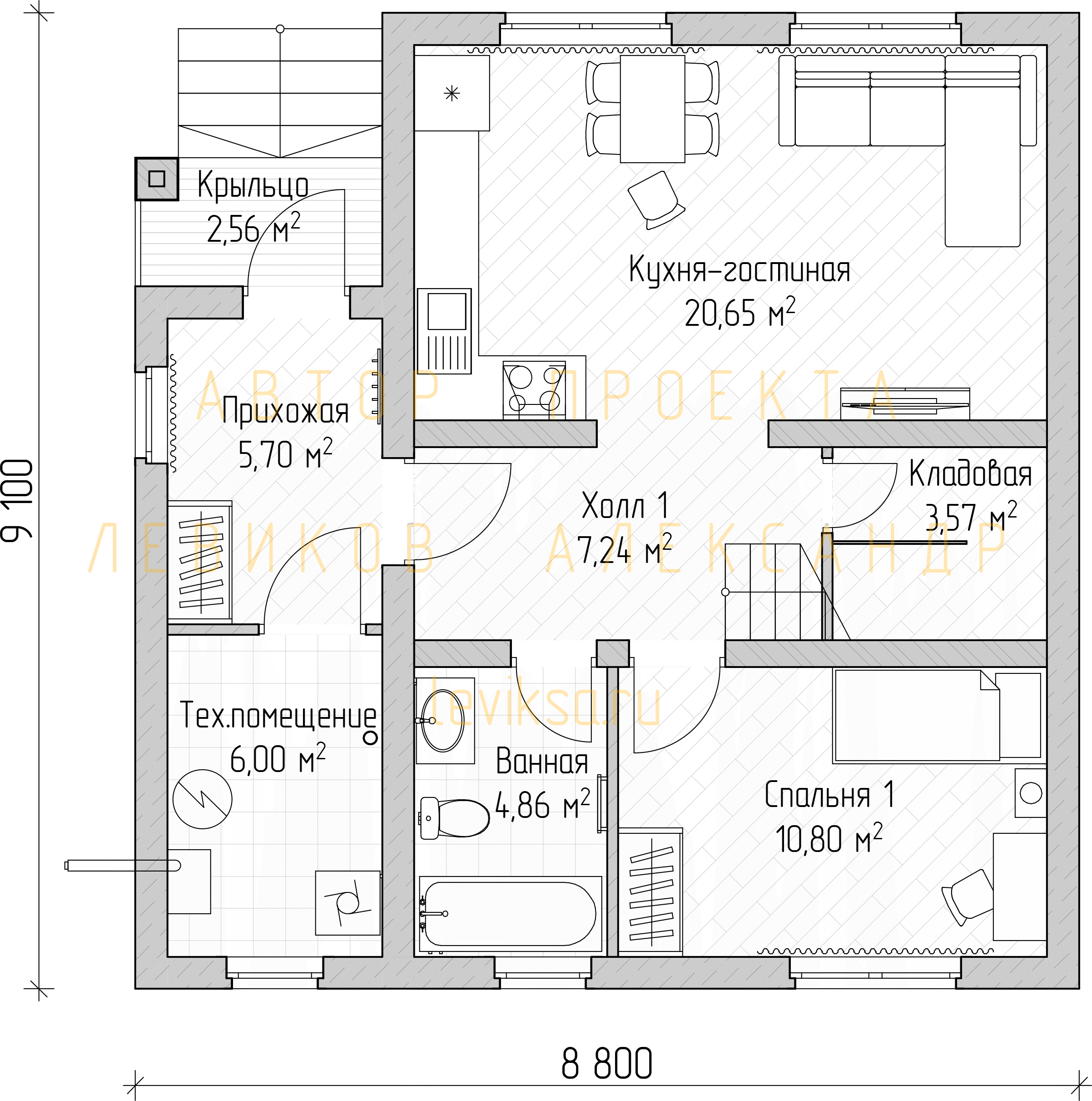 План функционального зонирования первого этажа