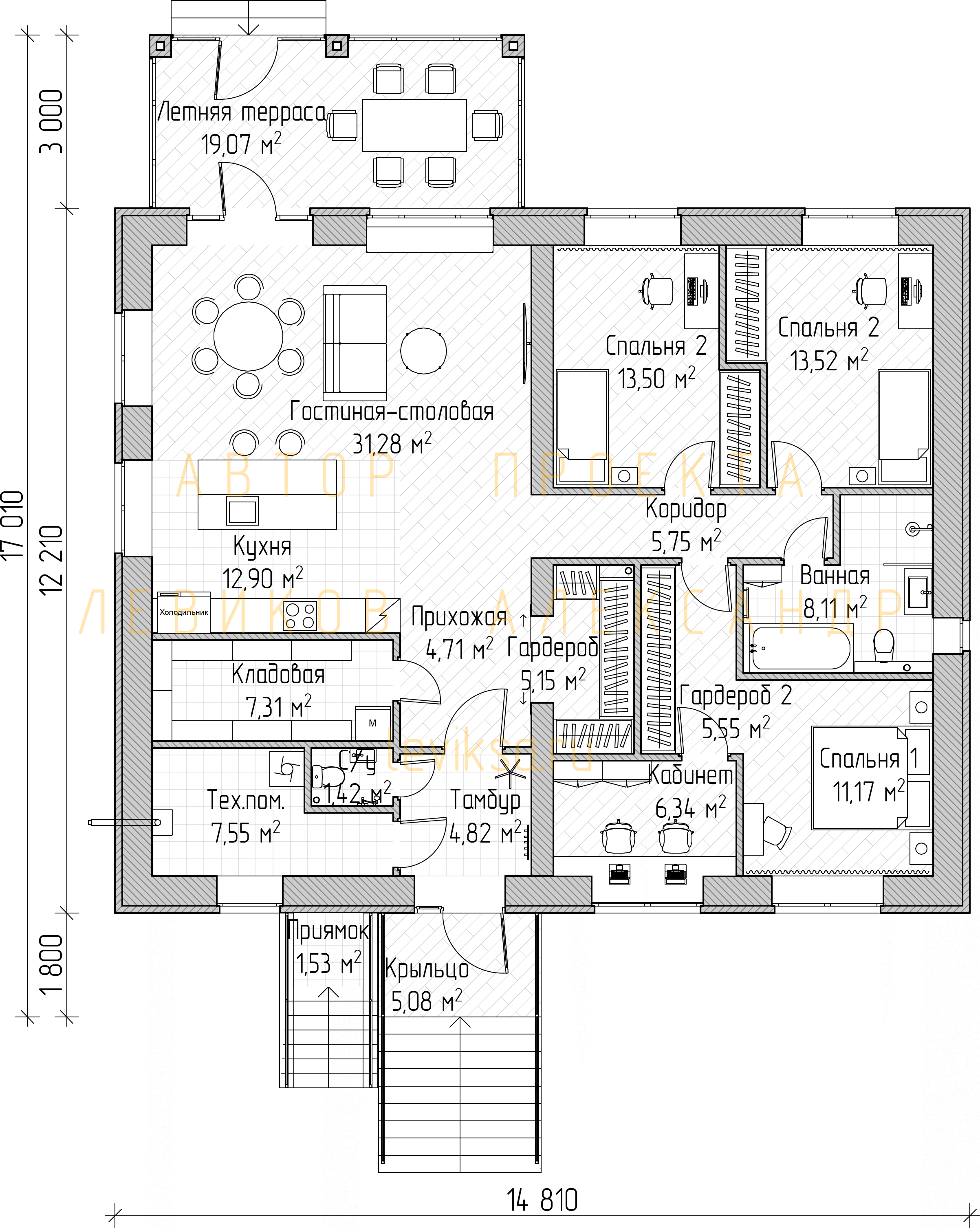 План функционального зонирования первого этажа