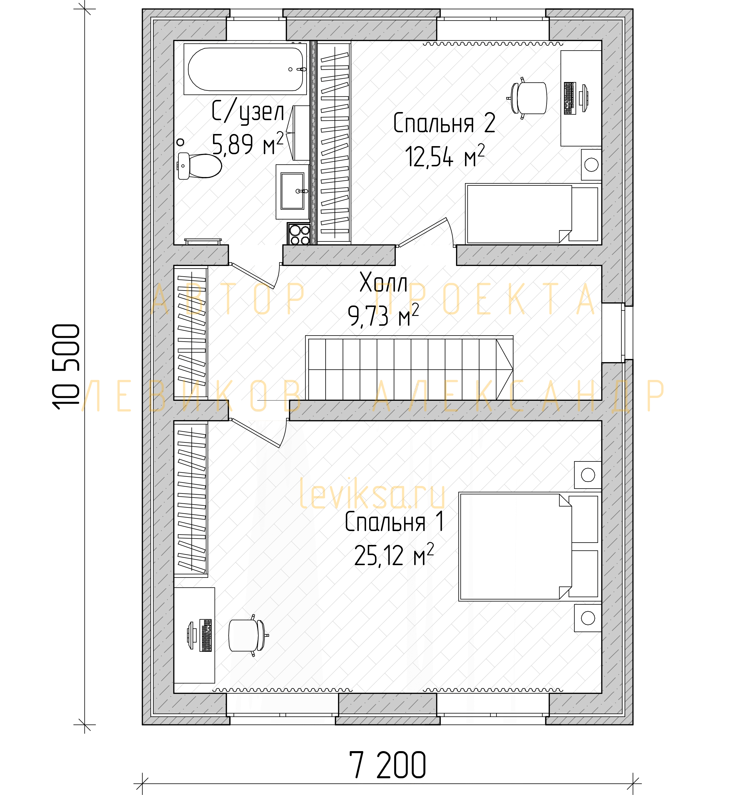 План функционального зонирования второго этажа
