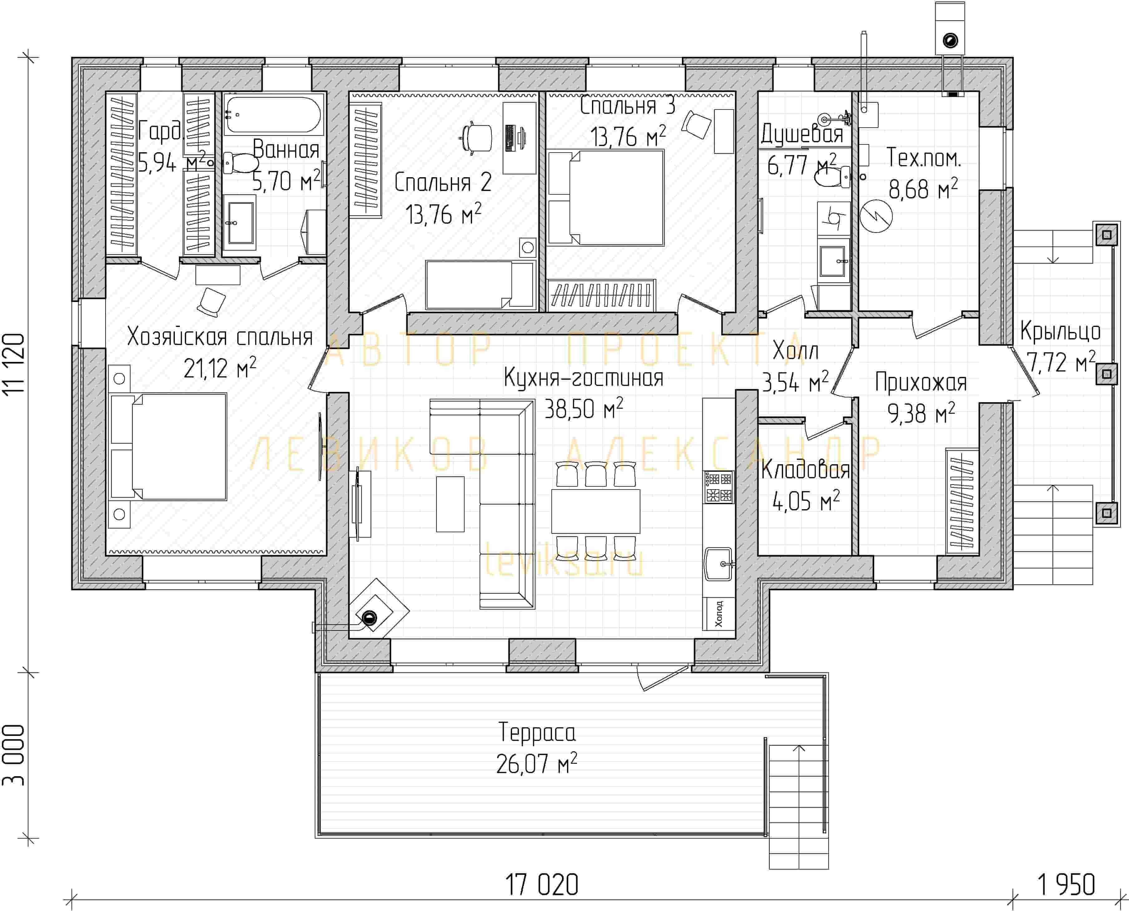 План функционального зонирования первого этажа