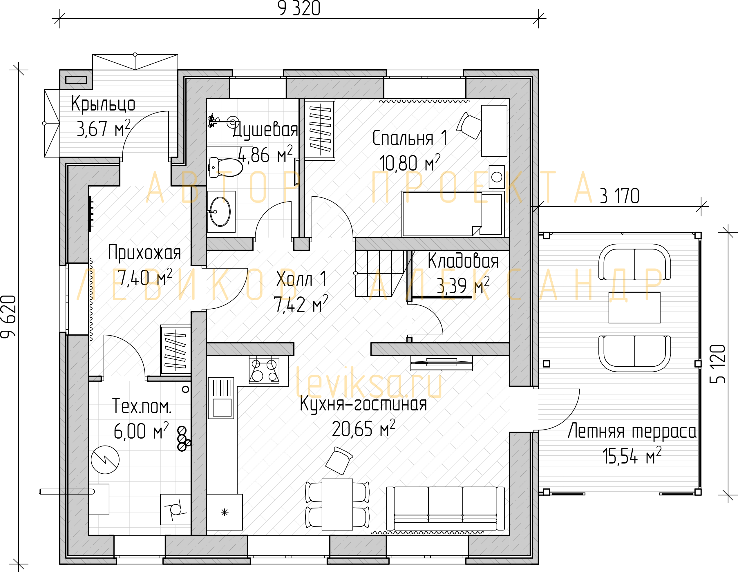 План функционального зонирования первого этажа