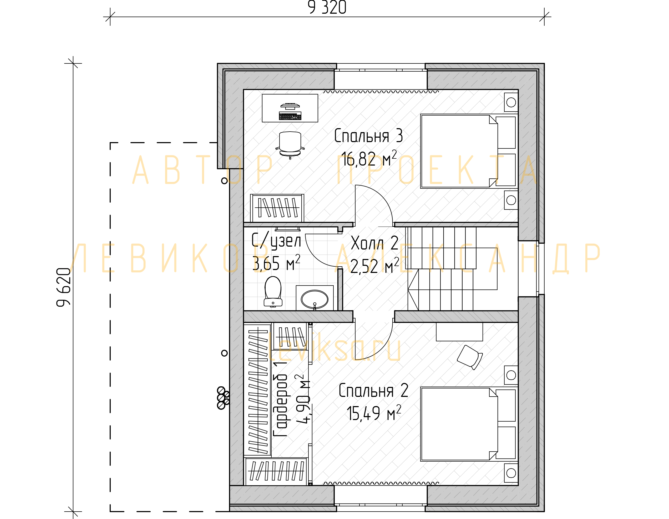 План функционального зонирования второго этажа
