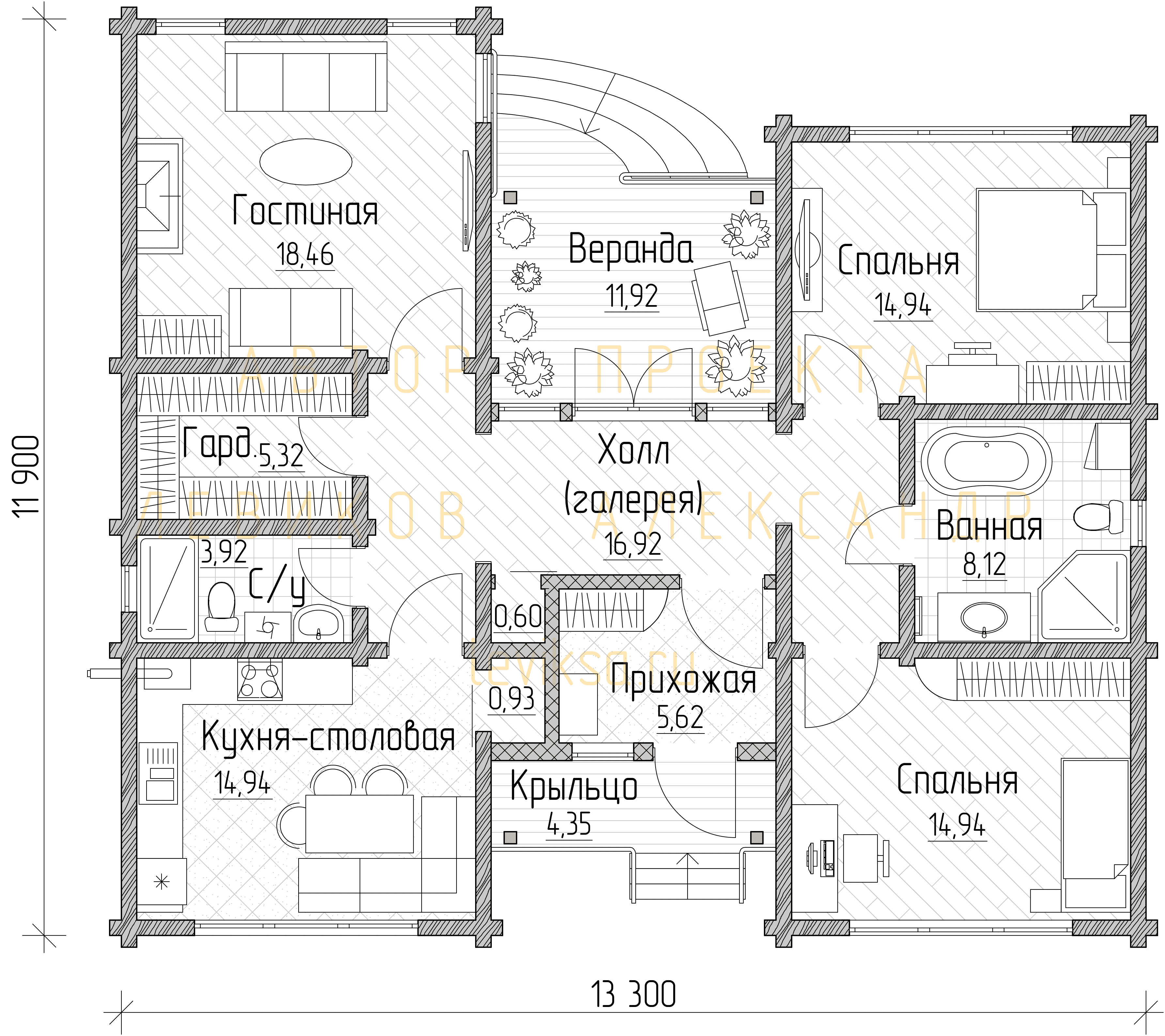 План функционального зонирования этажа