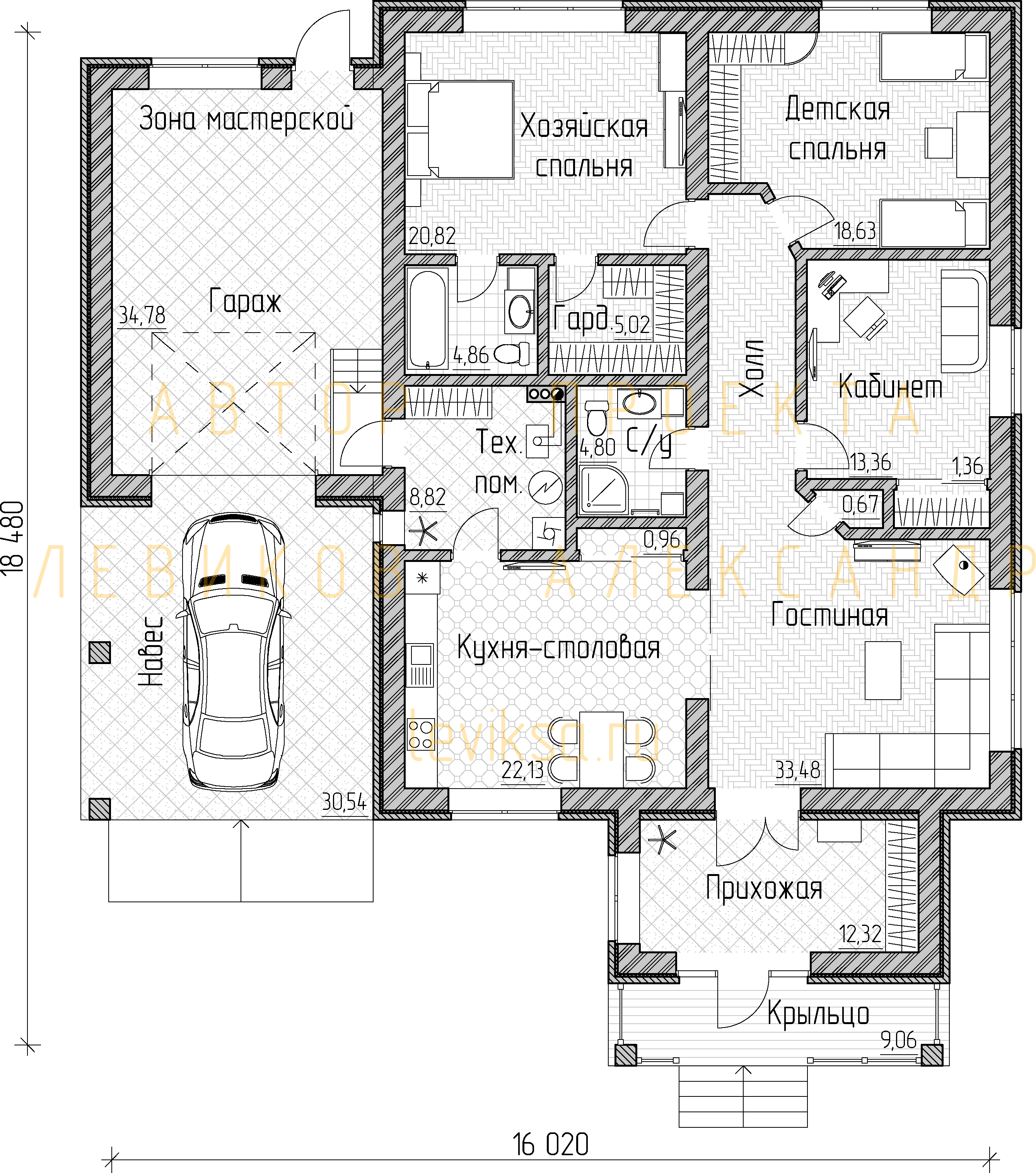 План функционального зонирования этажа