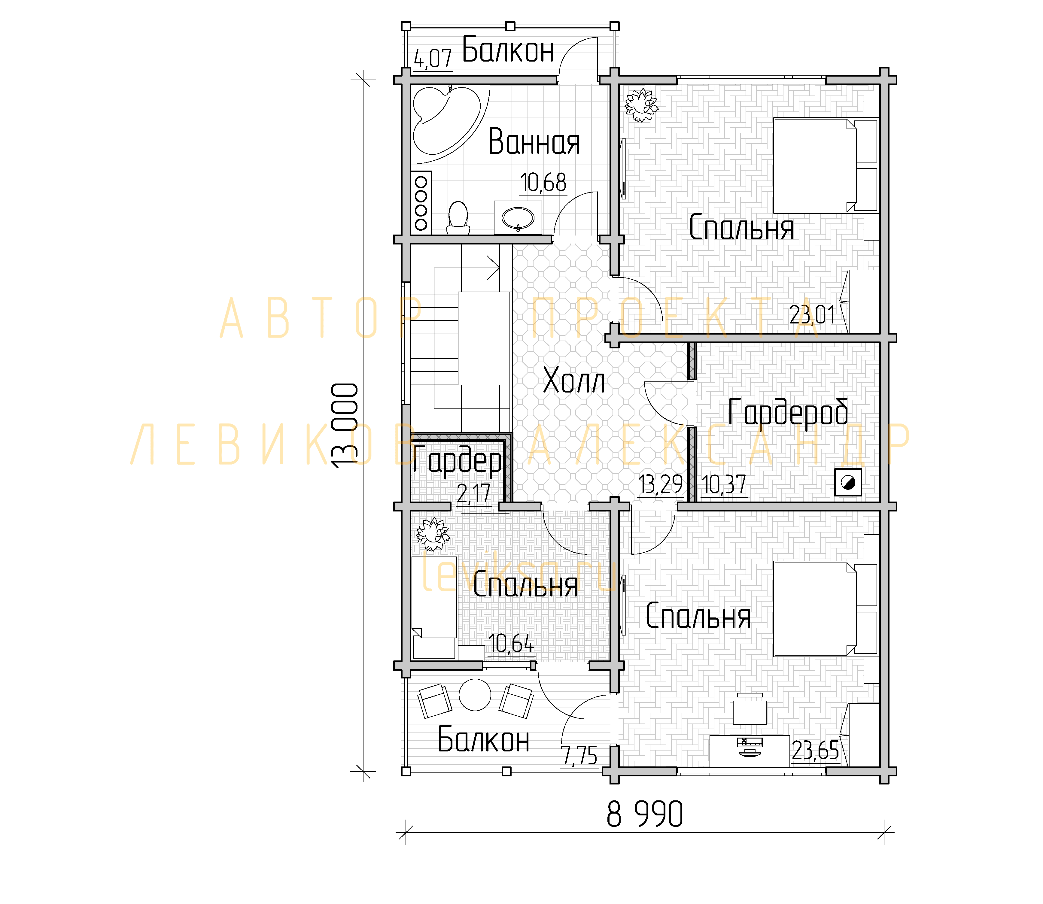 План функционального зонирования второго этажа