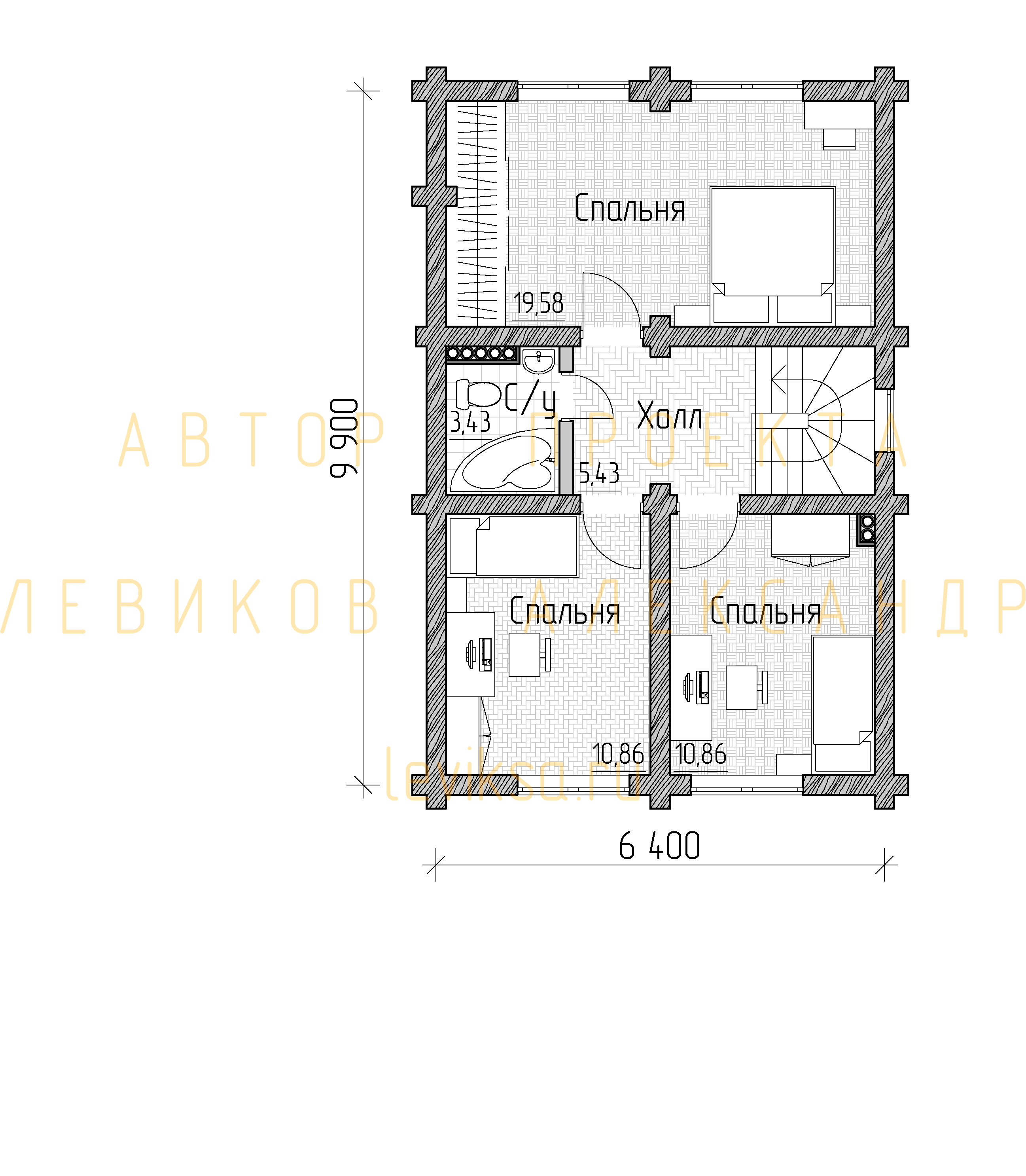 План функционального зонирования мансардного этажа